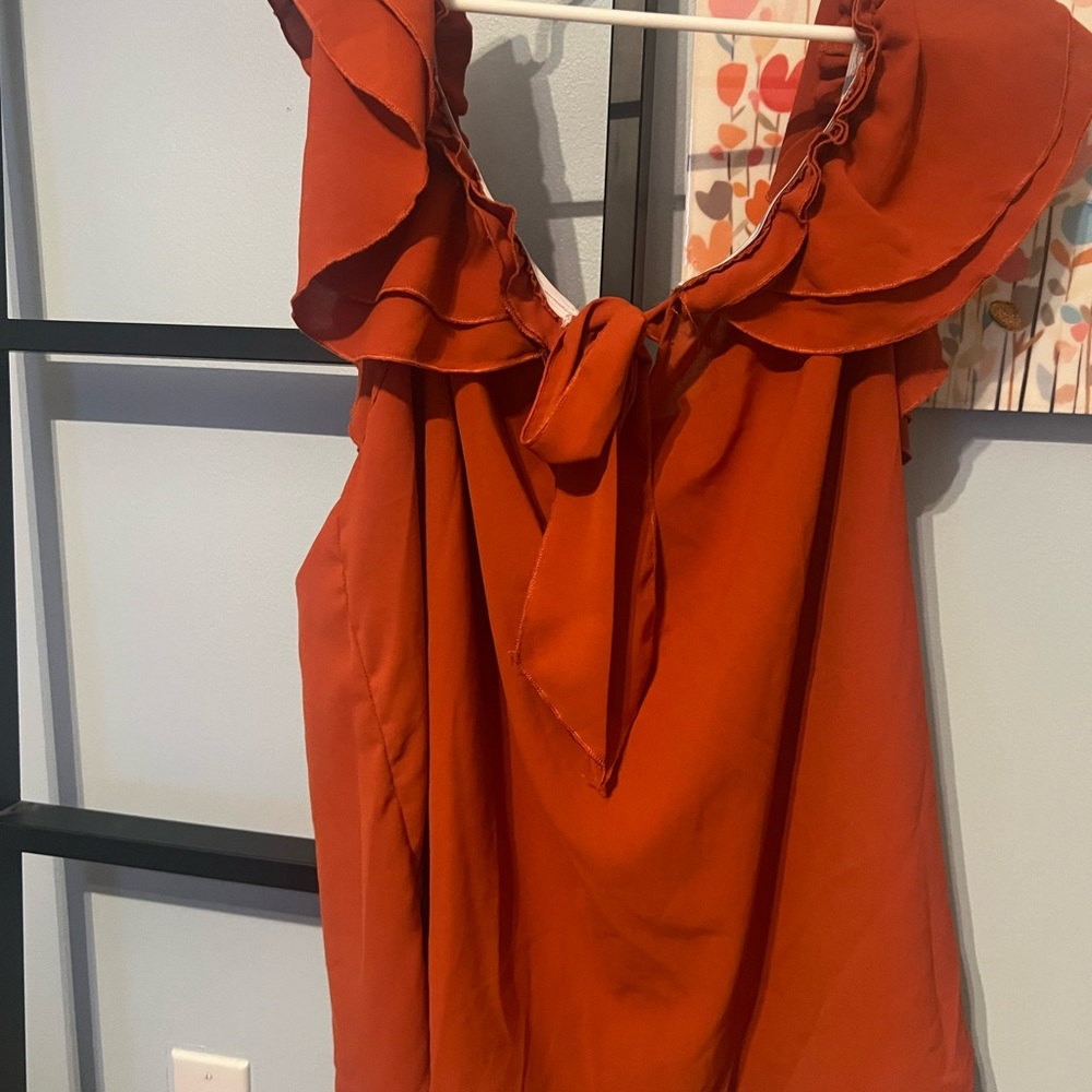 Women's Ruffled Orange Top